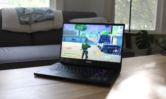 MSI Stealth GS66 laptop on a table.