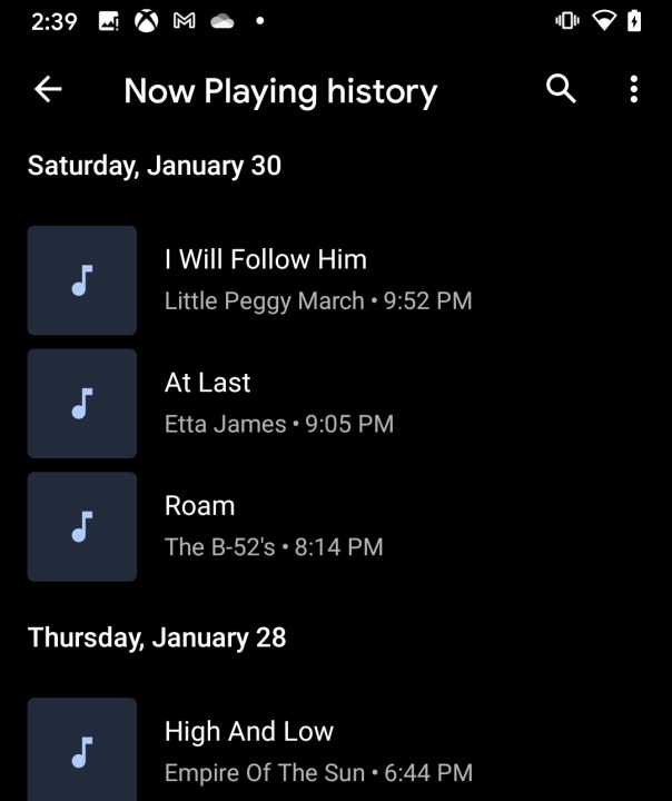 Now Playing History