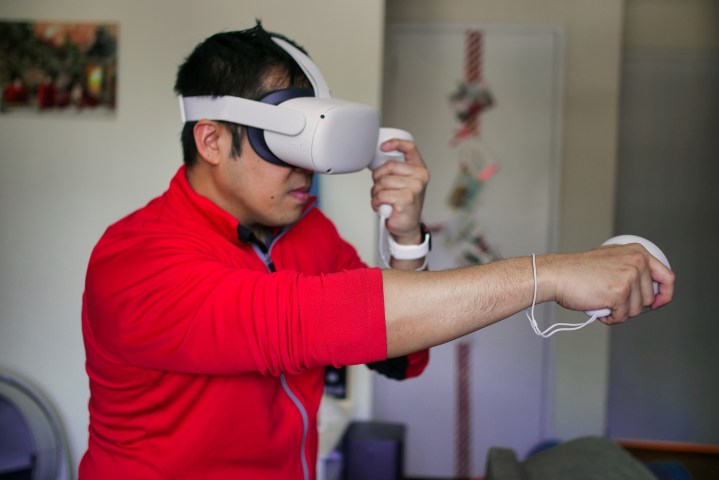 The Oculus Quest 2 in use.