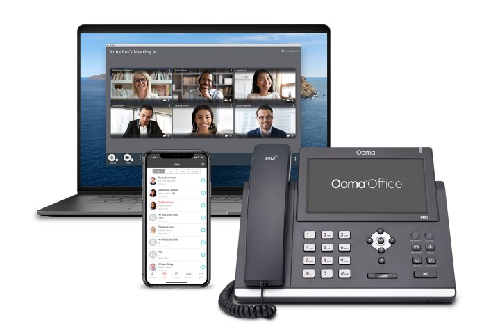 Ooma Office video conference software in use.