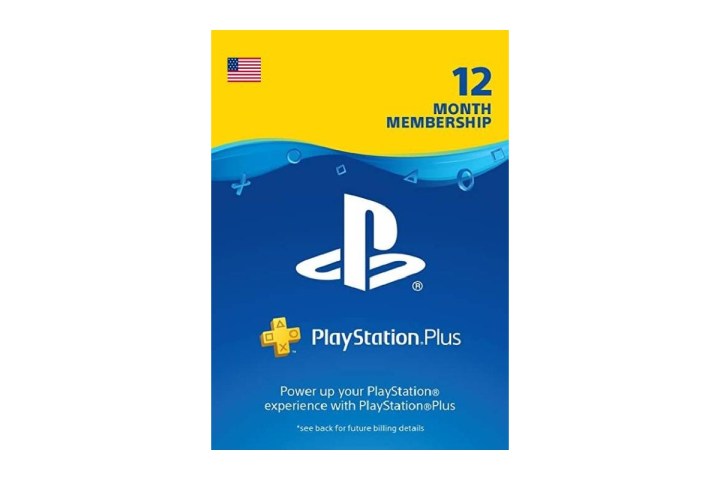 A PlayStation Plus card for a 12-month subscription.