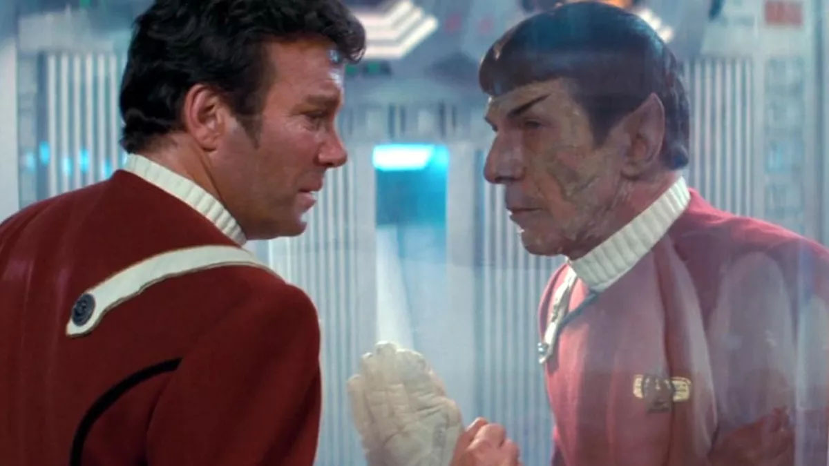 William Shatner e Leonard Nimoy em Star Trek II.
