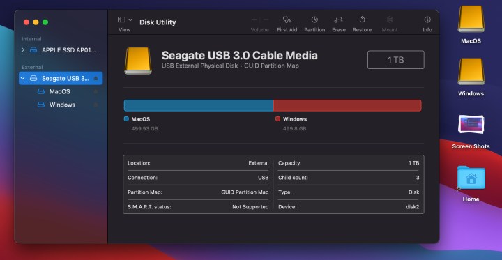 how to share external hd mac windows macos big sur partitioned drive desktop icons