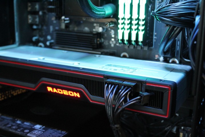A Radeon RX 6700 XT GPU unit installed on a motherboard.
