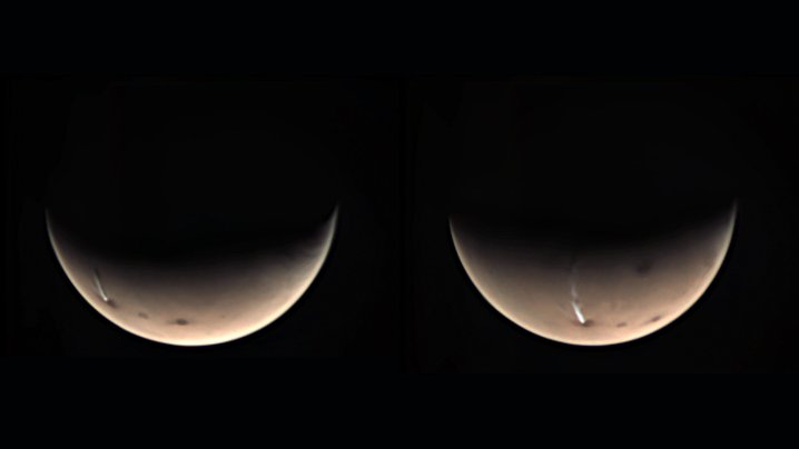 A strangely elongated cloud named the Arsia Mons Elongated Cloud or AMEC.