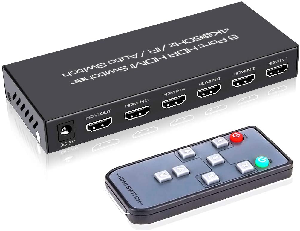The Roofull HDMI Switcher and its remote control.