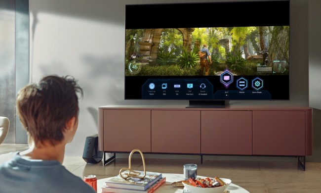 A person watching a Samsung TV.