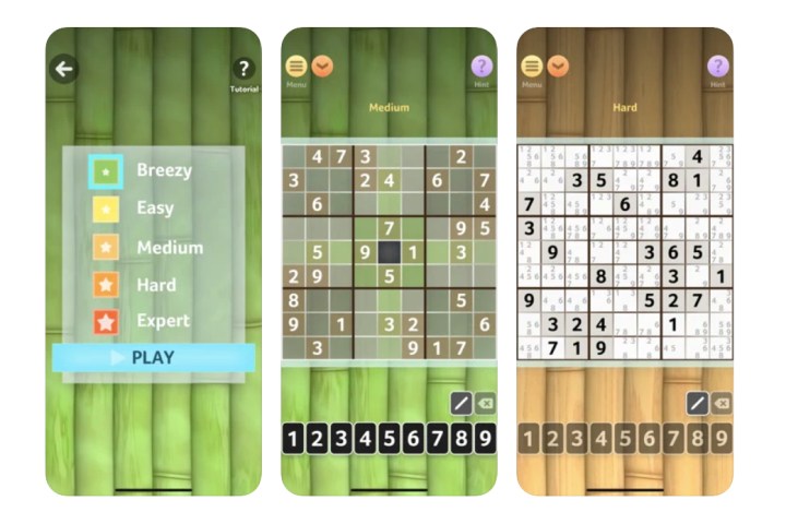 لعبة Sudoku من Brainium Studios مع خلفية من الخيزران. 