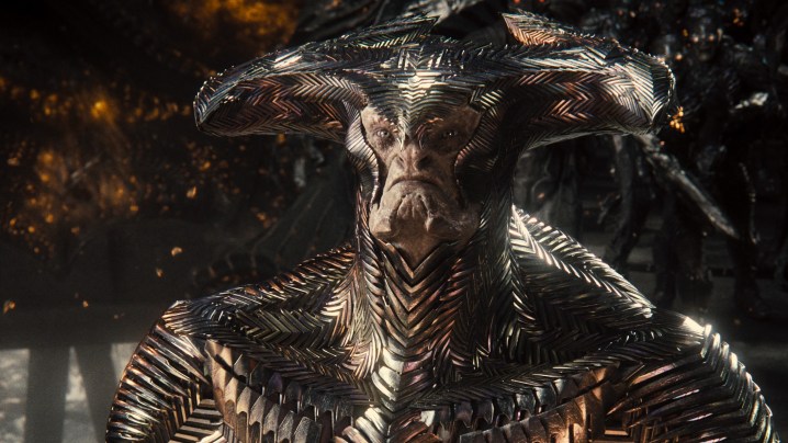 Steppenwolf looking up with hopeful eyes in Zack Snyder's Justice League.