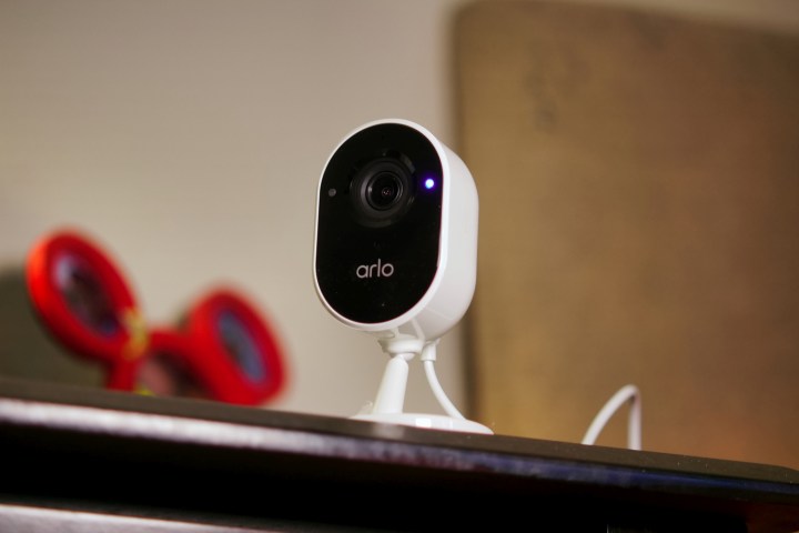 Arlo Essential Indoor Security Camera on table