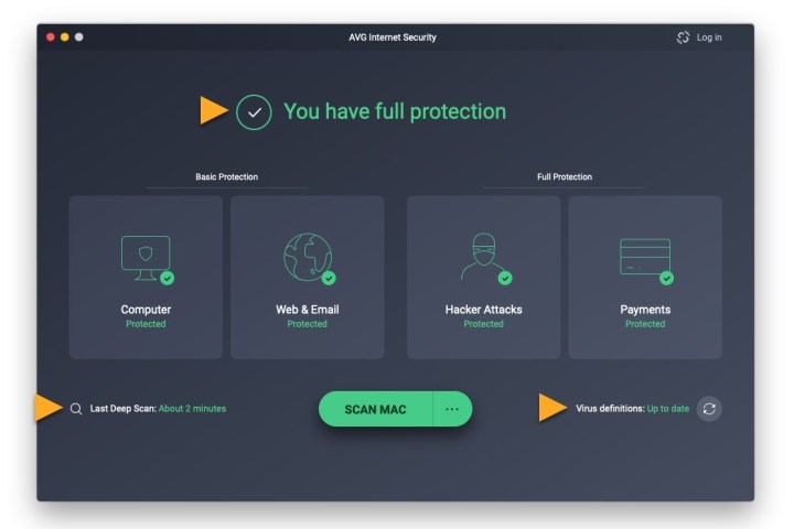 The AVG antivirus app for Mac.