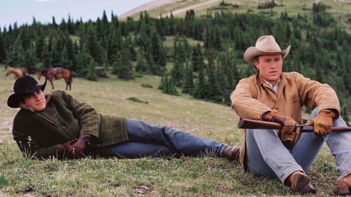 Jake Gyllenhaal and Heath Ledger in Brokeback Mountain.