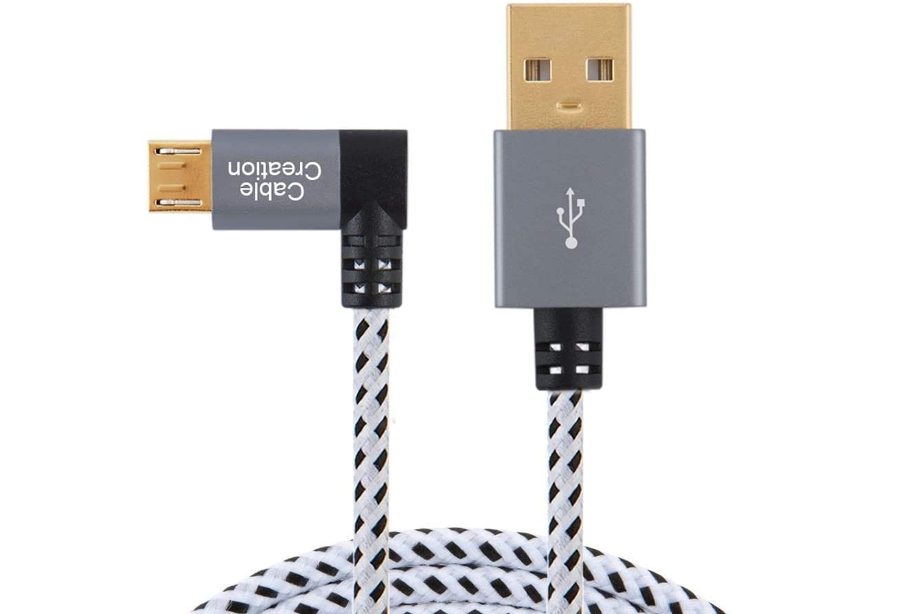 1 ft Micro USB Cable - A to Left Angle Micro B