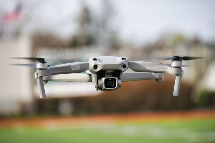 A close-up of the DJI Air 2S in flight.
