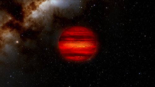 Brown dwarfs are often called “failed stars.” They form like stars but are not massive enough to fuse hydrogen into helium as stars do. More like giant planets, brown dwarfs can often have storms in their atmospheres, as depicted in this illustration. Astronomers have recently discovered three brown dwarfs that spin faster than any other ever discovered. Each one completes a single rotation in roughly an hour, about 10 times faster than normal.