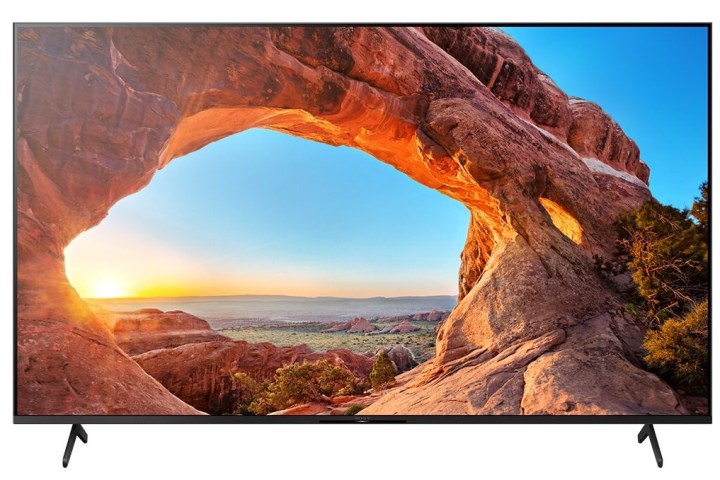 4K TV from Sony with scenic landscape on the display.