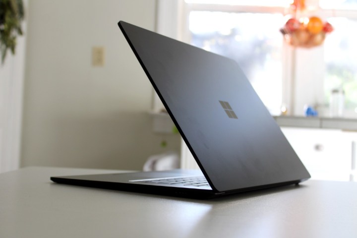 The back of the Microsoft Surface Laptop 4 side view.