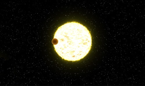 Illustration of a planet transiting its host star.