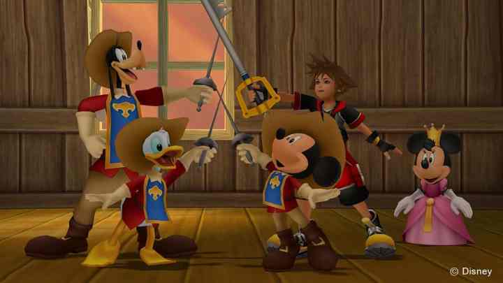 Sora, Mickey, Goofy, and more in Kingdom Hearts 2.