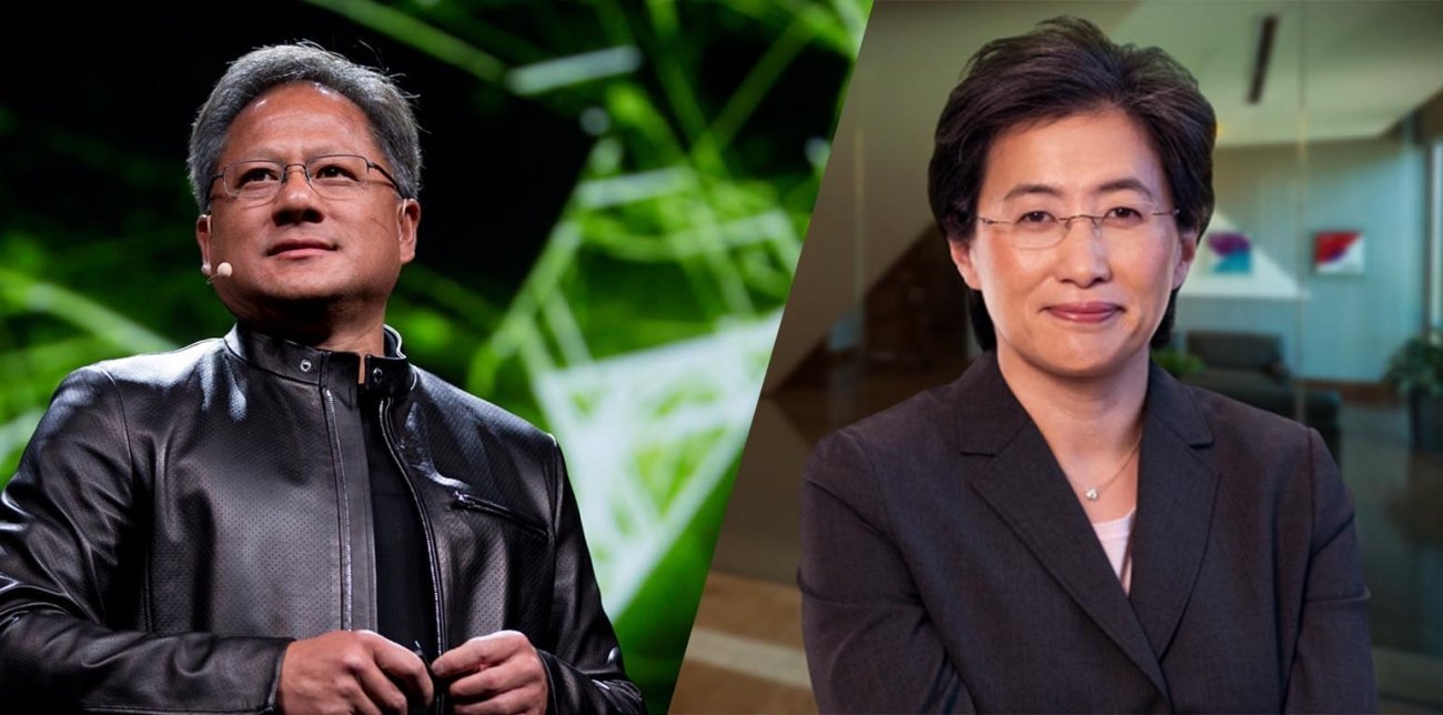 Nvidia e CEOs da AMD lado a lado.