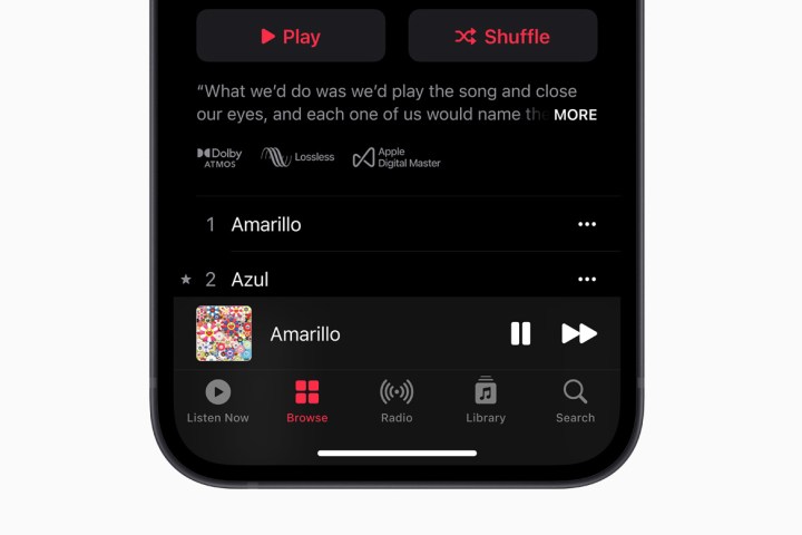 Apple Music menu on an iPhone.
