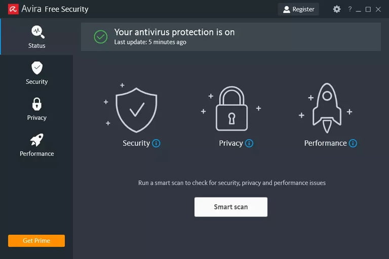 Avira Free Security software screenshot. 
