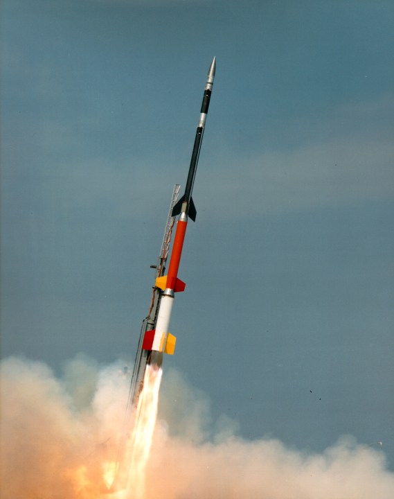 A four-stage Black Brant XII sounding rocket.