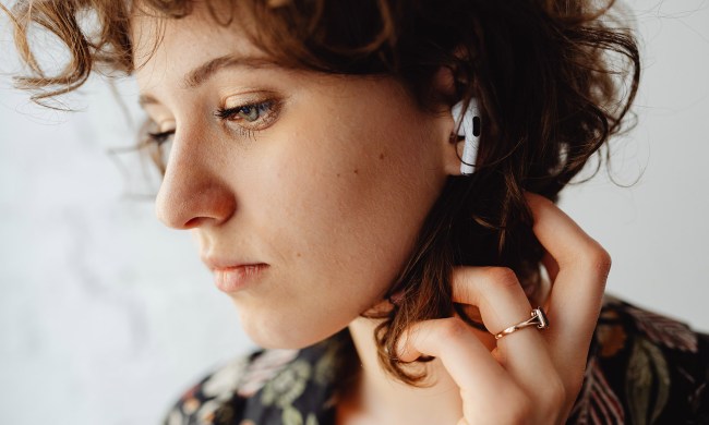 Woman wearing Apple AirPods Pro.