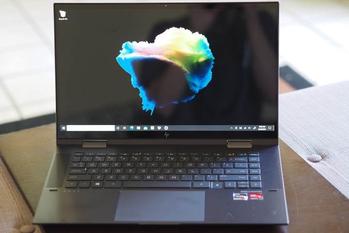 The 15.6-inch HP Envy x360 2-in-1 laptop, in laptop mode.