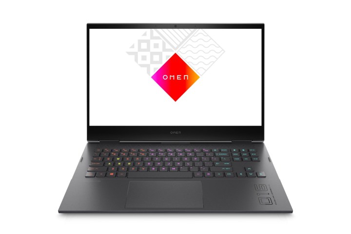 The HP Omen 16.1-inch gaming laptop with the Omen logo on the screen.