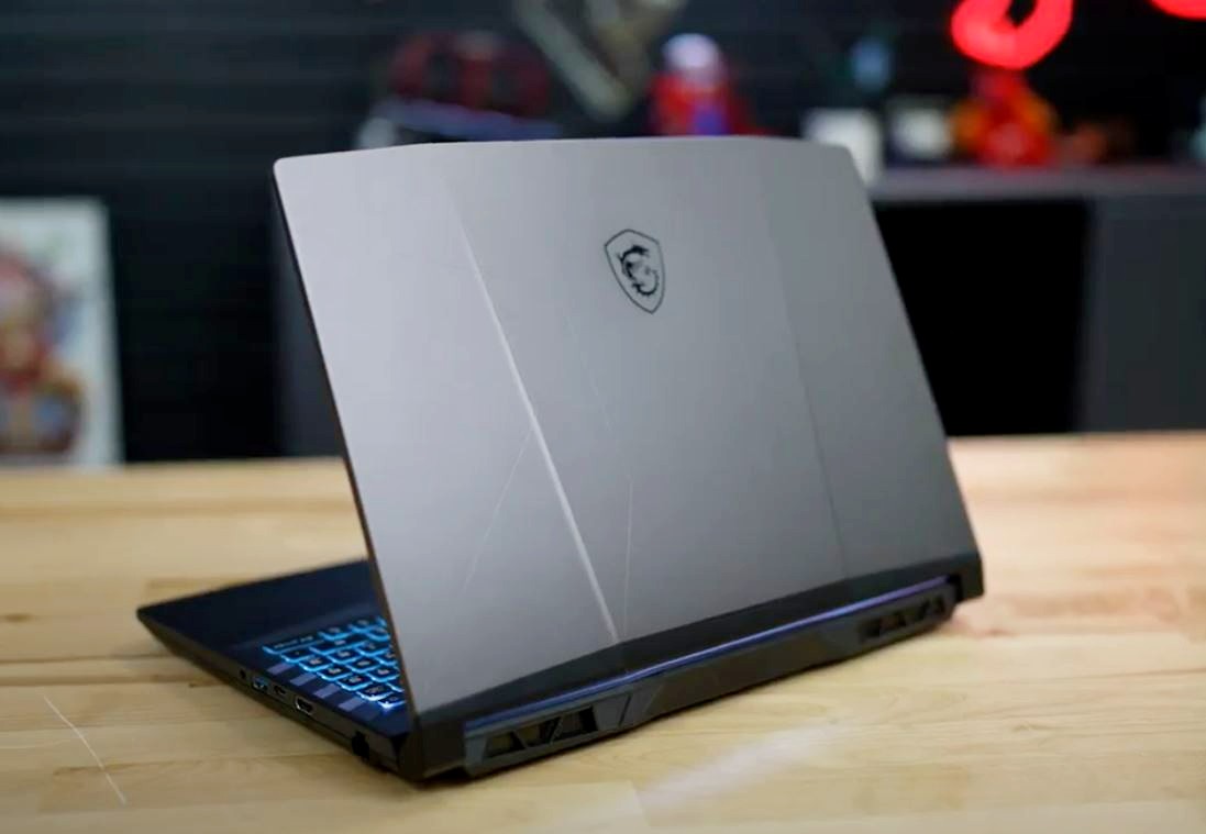 The MSI Pulse laptop as seen from the back.