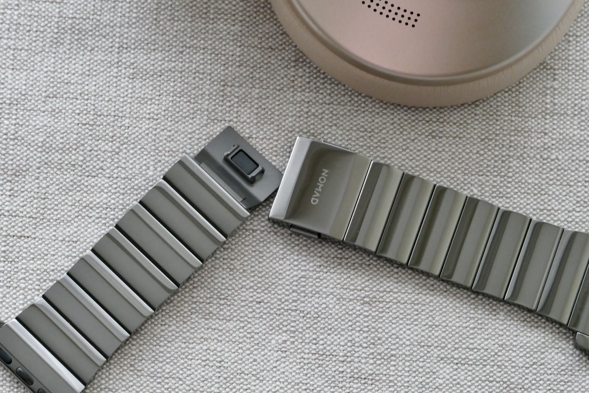 nomad titanium steel band apple watch hands on photos price release date magnet clasp