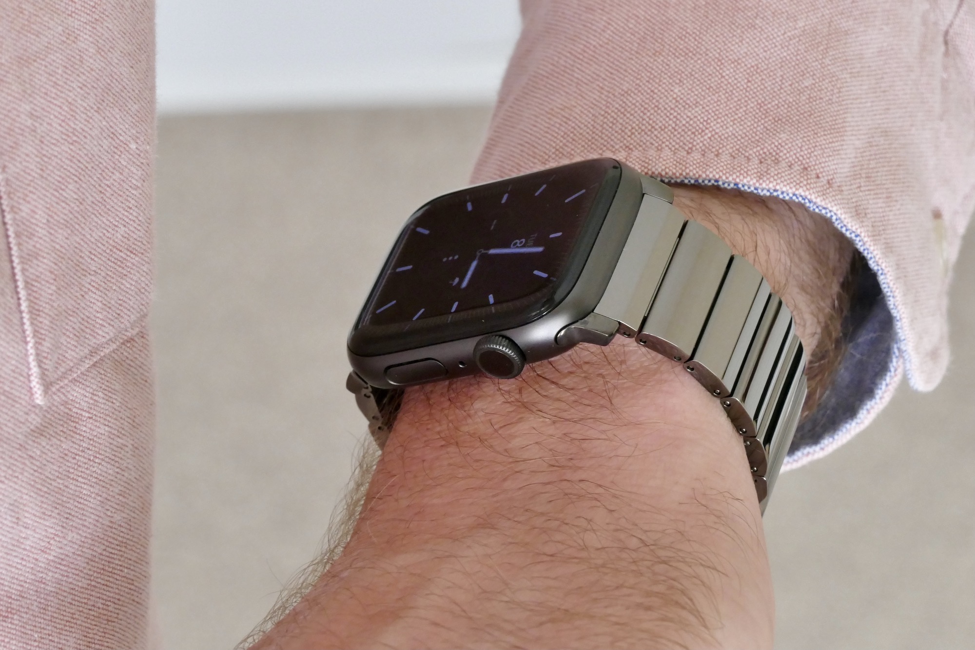 nomad titanium steel band apple watch hands on photos price release date space grey wrist