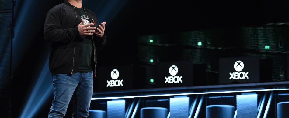 Phil Spencer on stage at E3 2019.
