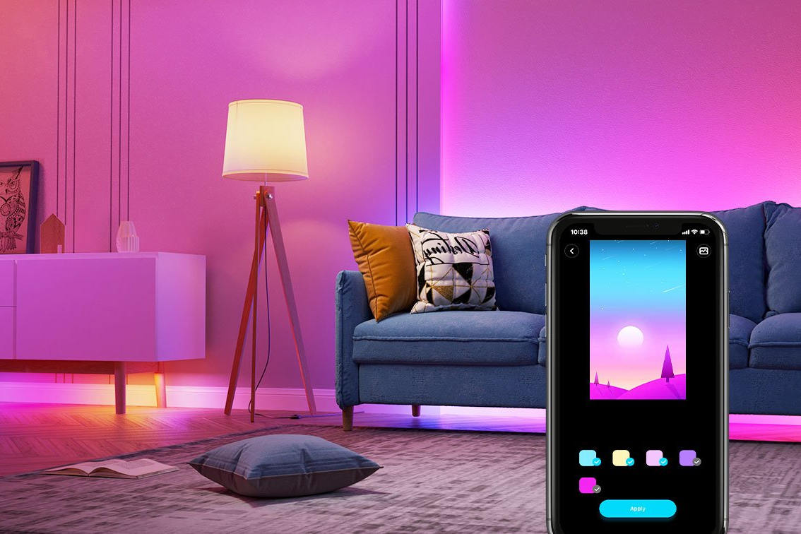 Govee app para mudar as cores das luzes inteligentes.