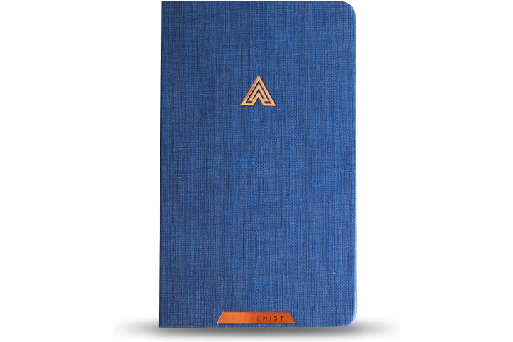 The EVO Smart Planner Notebook with a blue and copper cover.