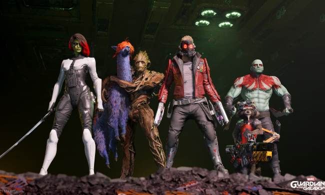 The full squad in Marvel's Guardians of the Galaxy.