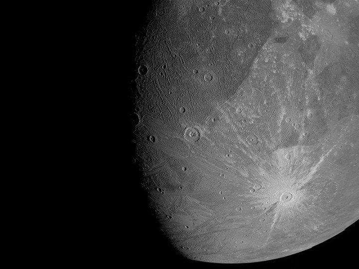 Image of Ganymede captured by NASA's Juno spacecraft in June 2021.