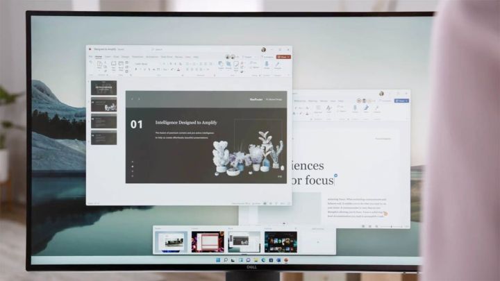 Una pantalla Dell que muestra los nuevos escritorios personalizados en Windows 11.