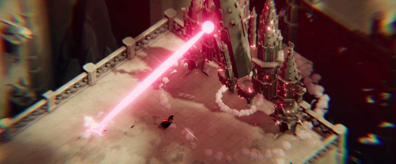 The tiny reaper fights a massive enemy in Death's Door.