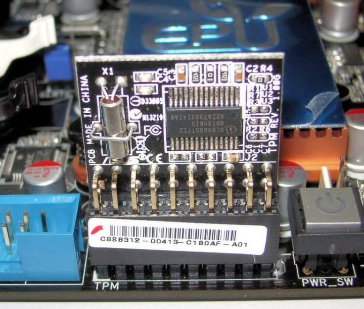An Asus TPM chip in motherboard.