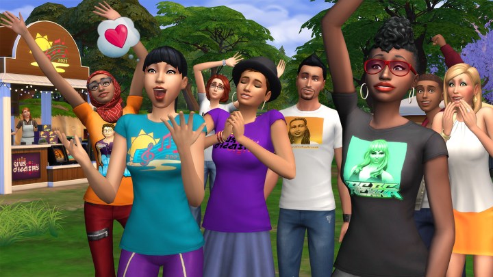 A lot of Sims attend a music festival in the game.