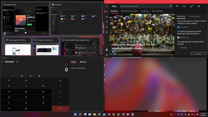 O recurso de grupos instantâneos e layouts instantâneos do Windows 11.