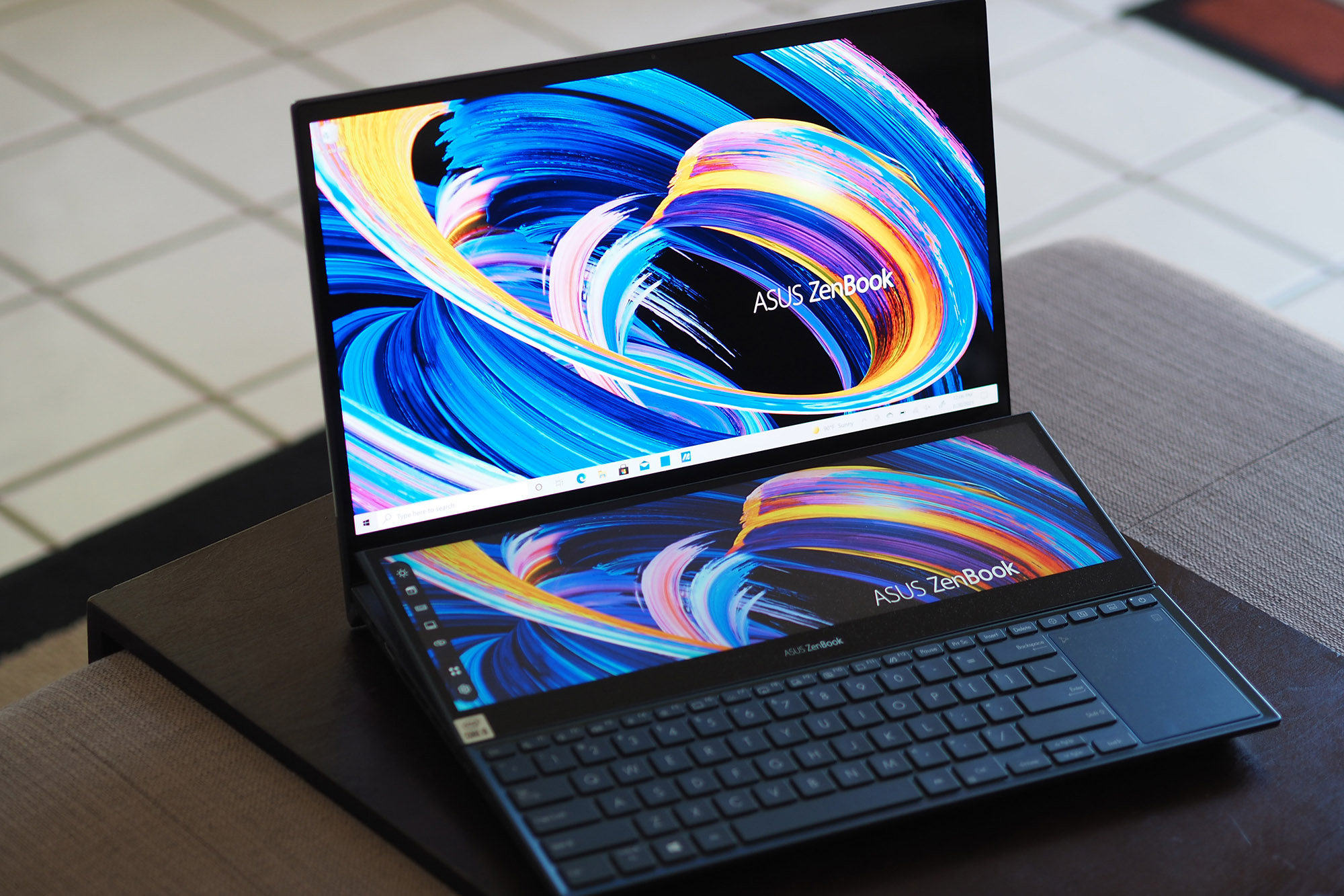 Image of the ZenBook Pro Duo with a second display.