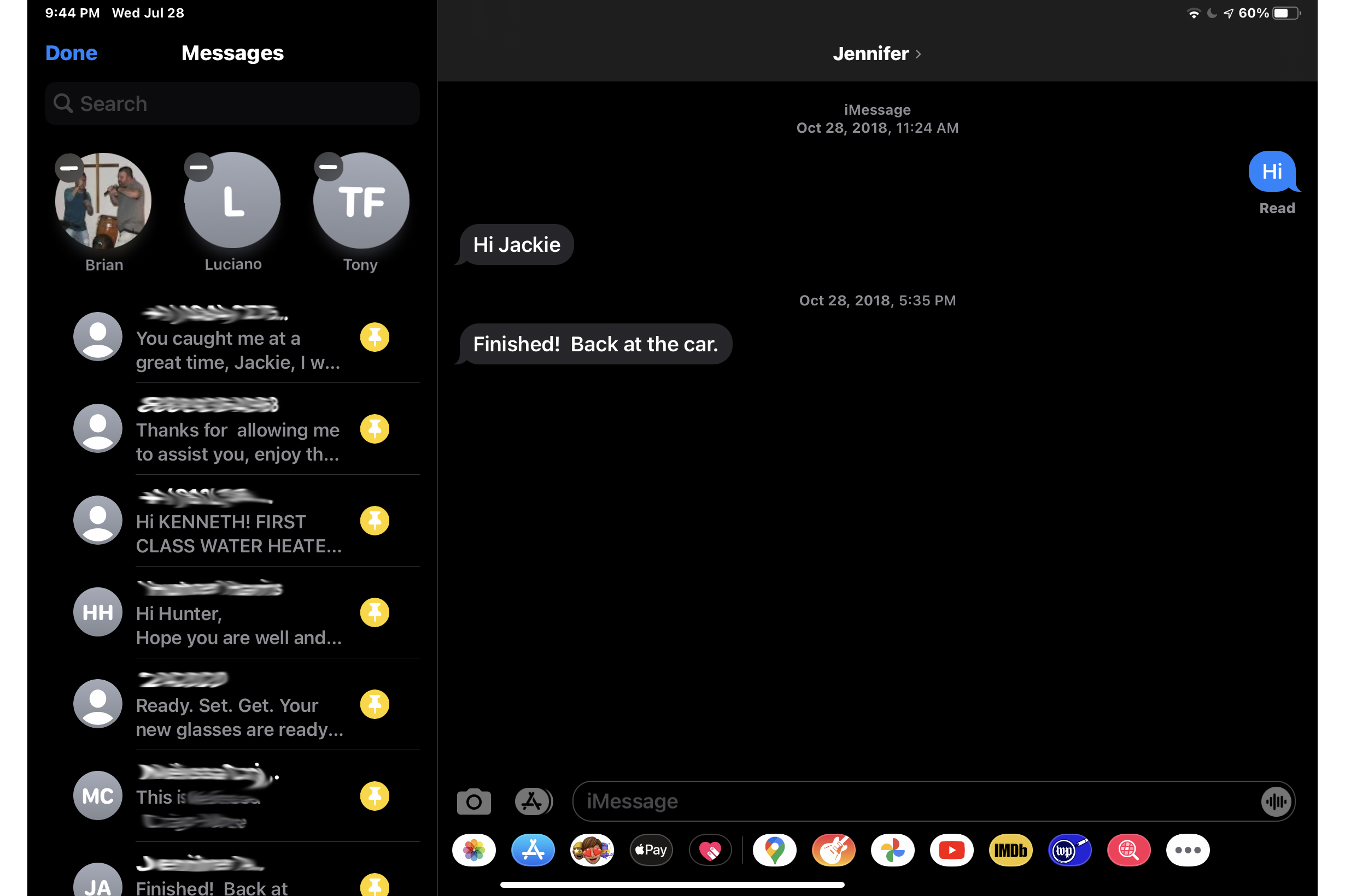 How to pin in Messages in iPadOS 14.