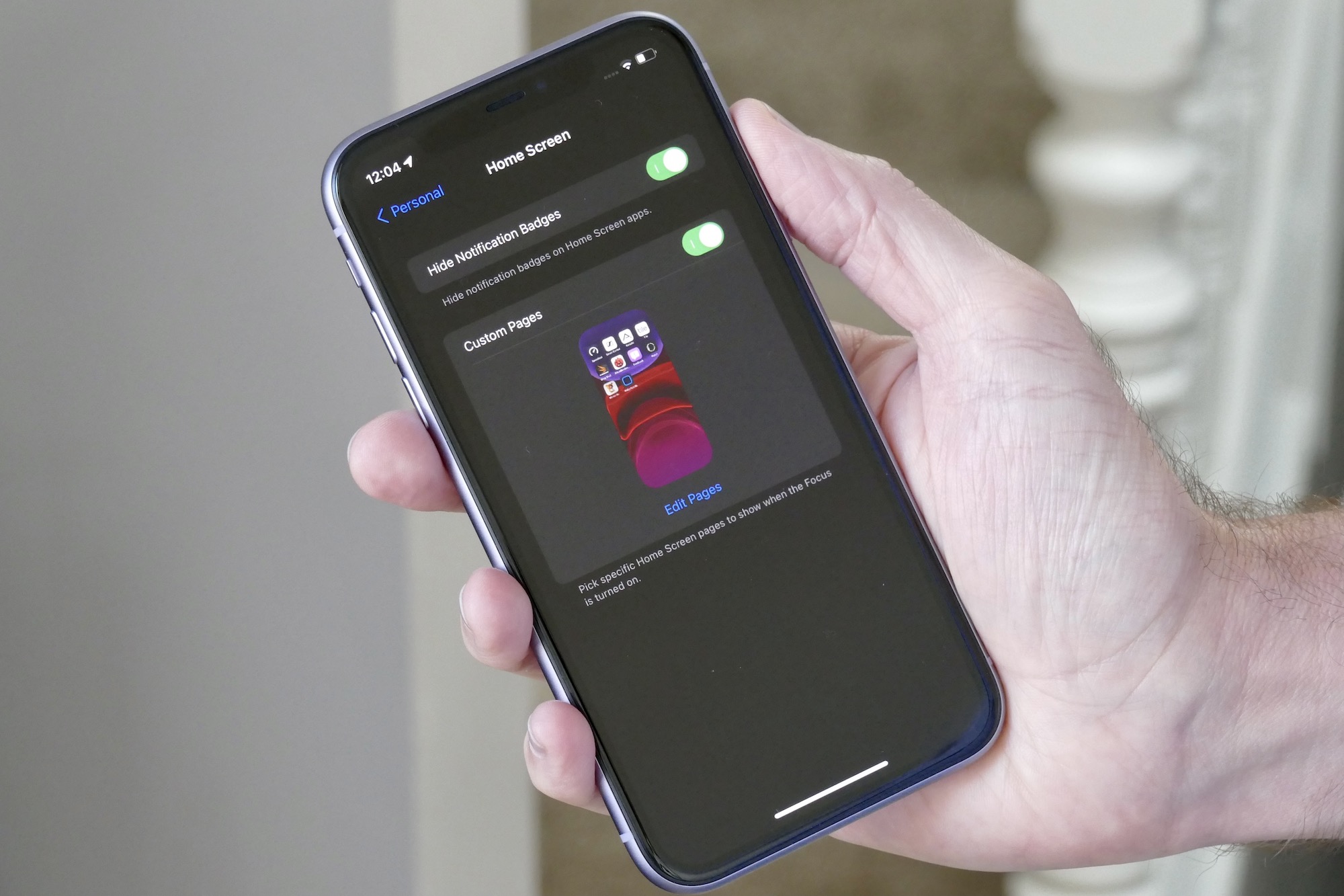 Select Home screens in Focus on iOS 15.