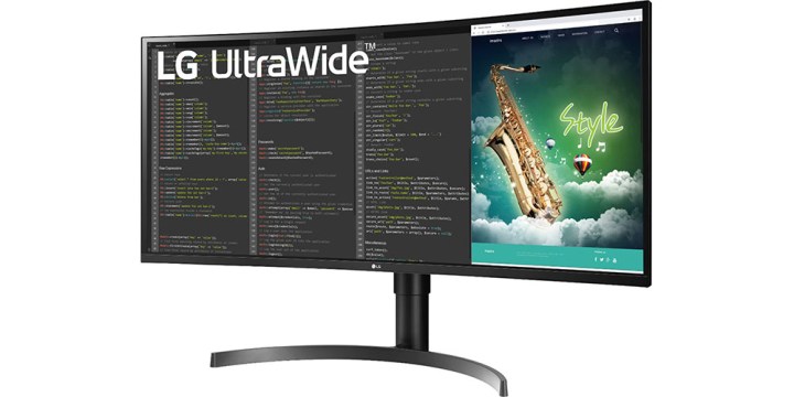 LG 35-inch curved gaming monitor on a white background.