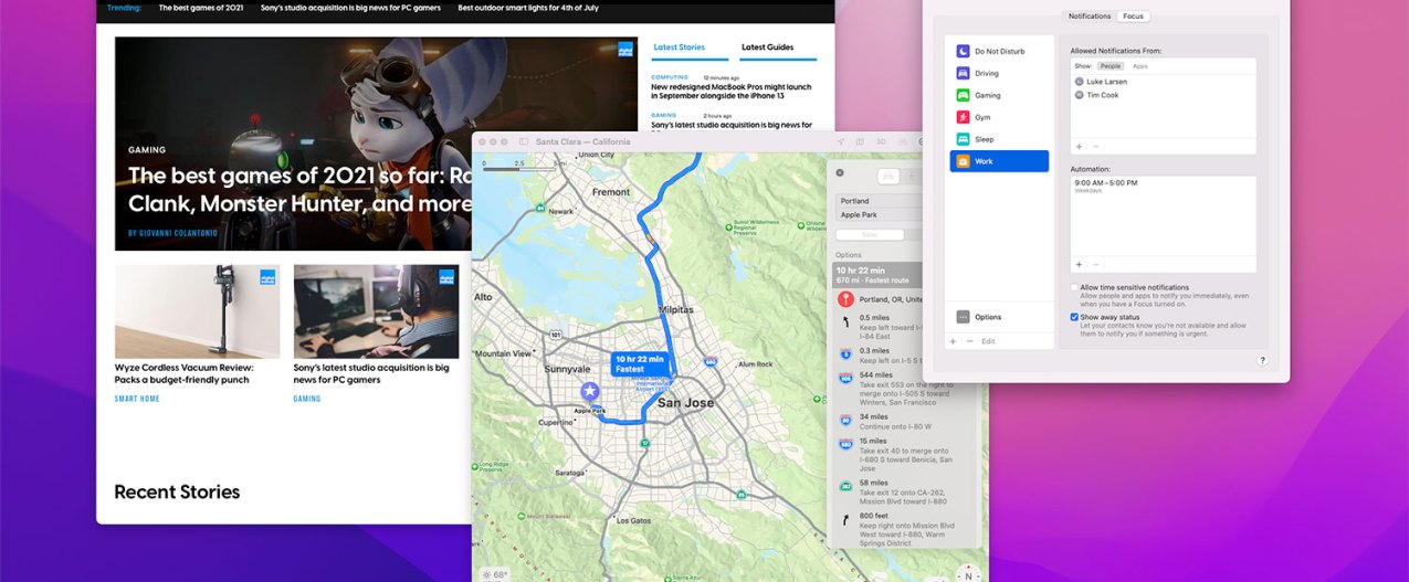 Safari, Apple Maps, and Focus in Apple's MacOS Monterey public beta