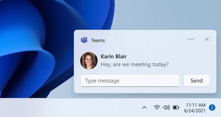 On Windows 11, you'll be able to reply to inline Teams notifications.