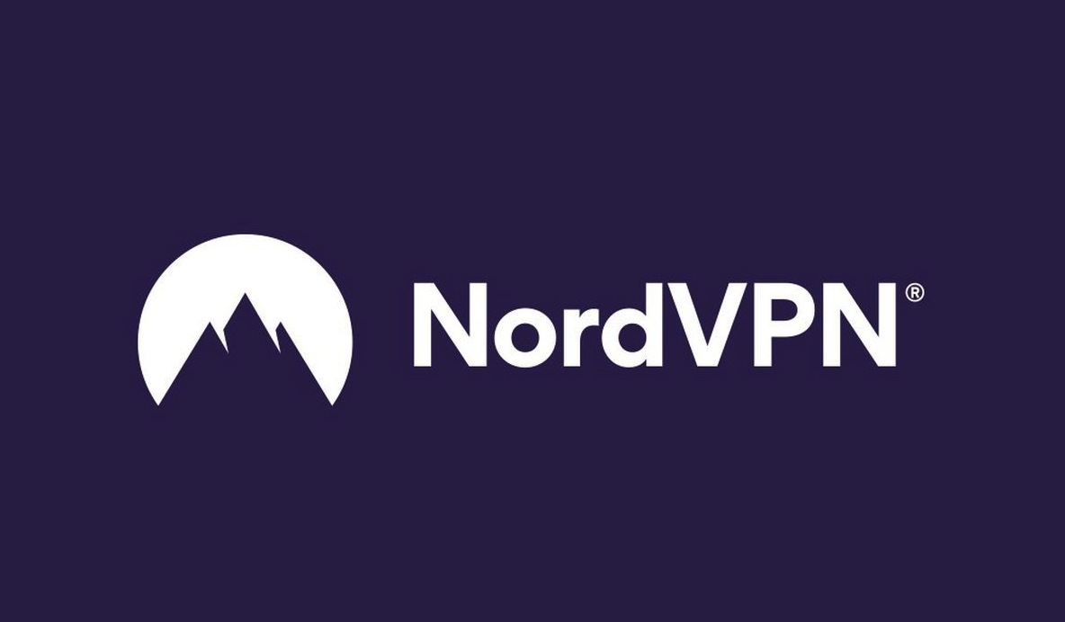 NordVPN logo on purple background.